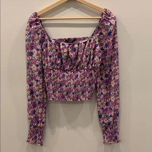 Forever21 Square Neck Off-The-Shoulder Crop Blouse